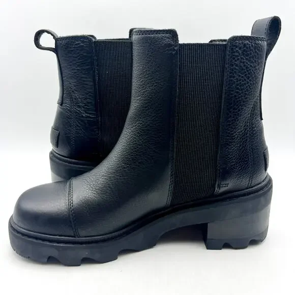 Sorel Womens Joan Now Chelsea Boot US 8.5 EU 39.5 Black Leather Waterproof NIB - Picture 6 of 11